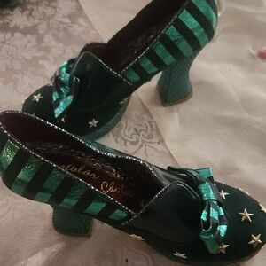 Irregular Choice Green and Black Star Heels